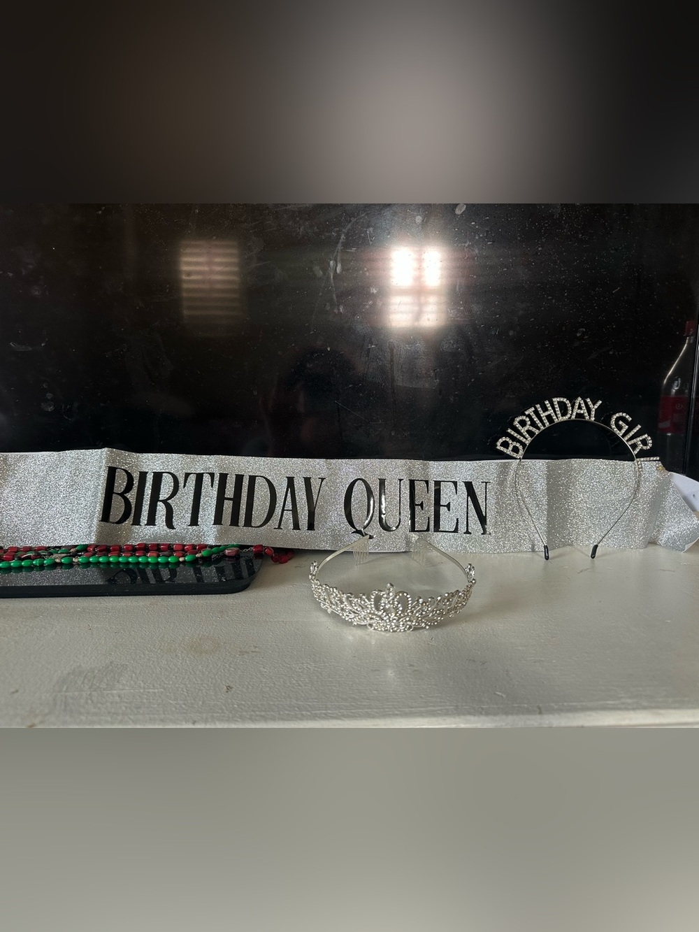 Birthday Queen Silver Tiara Headband - Party Accessory